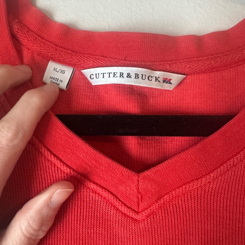 Cutter & Buck Men's Bold Red V-Neck Sweater - Picture 3 of 6